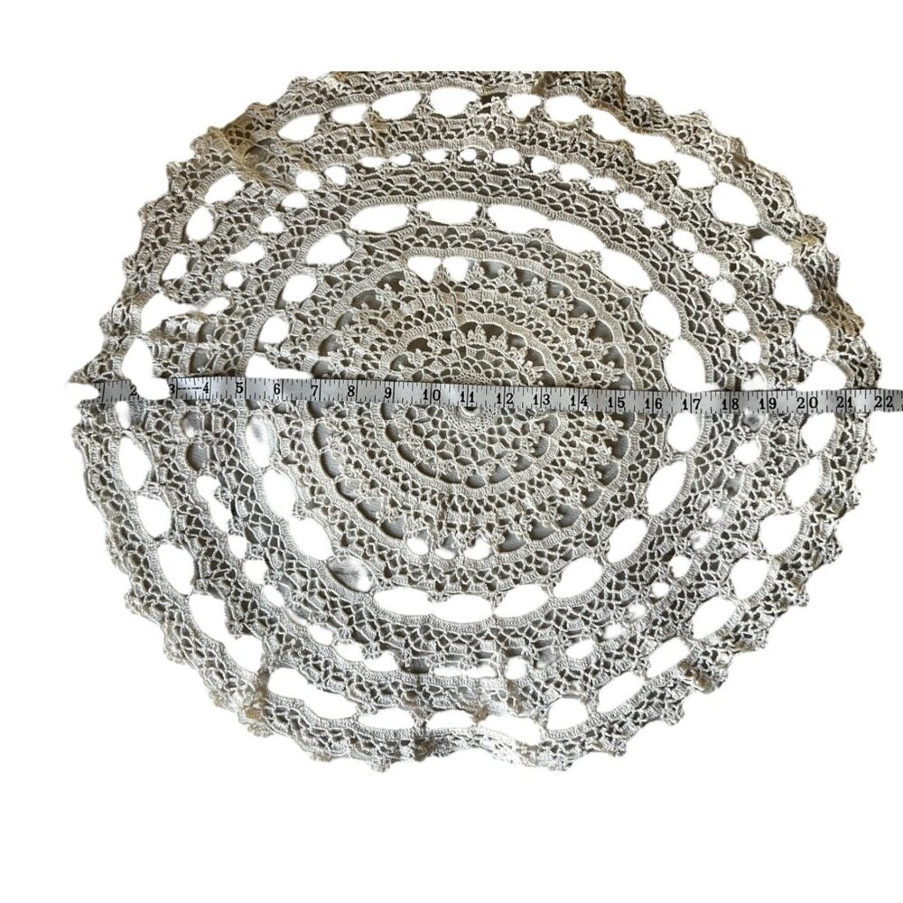 Handmade 22" Diameter Crocheted Cotton Doily wedding Decor - Picture 5 of 12